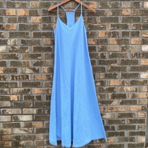 Susana Monaco Racer String Maxi Dress Sundress Medium Wedding Guest Blue NEW - Picture 2 of 5